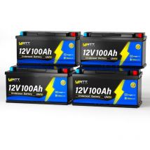 12V 100Ah Bluetooth LiFePO4 Batterie H190 – 1280Wh – Wiederaufladbar, mit bms & Tiefentemperaturschutz – Für Camper & Caravan – 4er Pack