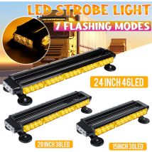 Briday - 12V 24 pulgadas 346-LED ámbar doble lado asesor de tráfico estroboscópico Flash barra de luz de emergencia impermeable magnético Universal