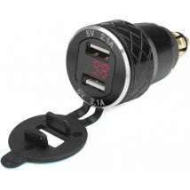 12v-24v 4,2a Rotes Motorrad-voltmeter Dual-usb-ladebuchse Für Bmw-motorräder – Nur Schwarze Eu-armaturen