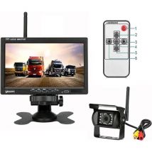 Treetalk - 12V 24V sans Fil de Voiture imperméable Caméra de recul 18 Vision de Nuit Infrarouge Caméra de recul 7 Pouces tft lcd Monitor pour