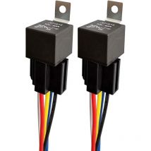 12V 40A Voiture Relais avec Faisceau de Câble Coloré, 5 Broches spdt Relais pour Moto Camion Bateau, Commutateurs et Démarreurs de Service Lourd,