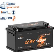 Batterie Lithium LiFePO4 12V 140Ah pour Camping-car, rv, Caravane Litime Bluetooth, Hauteur 190mm, Protection contre le froid, batterie solaire