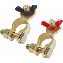 12V/24V Cosse Batterie Cosse de Batterie Bornes de Batterie Connecteurs de Batterie Voiture Bateau avec Écrou à Oreilles Rouge et Noir 2pcs