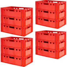 Kingpower - 12x Boucher Caisse Viande Caisse Eurofleischkiste Rouge Caisse Empilement Plastique