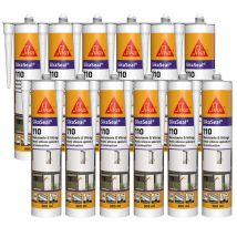 Sika - 12x Mastic silicone Seal 110 Menuiserie & Vitrage 300ml Couleur: Blanc
