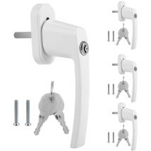 4X Poignée de fenêtre avec serrure Verrouillable Alu même clé blanche