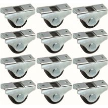 12x Ruote rotelle per mobili 25mm universale mini ruota nero piede letto armadietto carrello tavolo