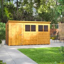 12x8 Power Pent Garden Shed - Brown