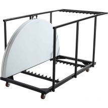 Rekkem - 13 mesas plegables redondas de 150 cm y carrito de transporte blanco