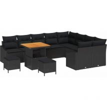 Garden Sofa Set with Cushion 12 pcs Black 80 x 80 x 71 cm vidaXL