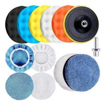 13 Stück Polierschwamm 5'/150 mm Polierpad Wollpolieren mit Adapter zum Autopolieren