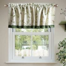 130 x 30cm Rideau Brise-Bise en Coton et Lin Rideau Court de Motif Floral pour Petit Fenêtre Décoration pour Placard et Café