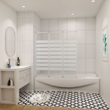 Weiß 4-ftg.Badewannenaufsatz180° 130cm Drehbar Links Montage 4mm esg Faltwand für Badewanne Duschabtrennung Duschwand