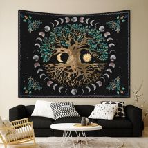 130x150cm Arbre de vie Tenture Murale Tapisserie pour la Nature Décorations Couvre-lit Courverture pour la Maison Salon Chambre Dortoir Décor(B)