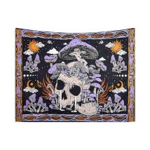 130x150cm Champignons et crânes Tenture Murale Tapisserie pour la Nature Décorations Couvre-lit Courverture pour la Maison Salon Chambre Dortoir Décor