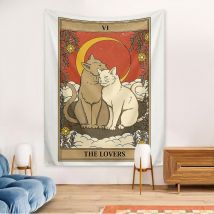 130x150cm Deux chats Tenture Murale Tapisserie pour la Nature Décorations Couvre-lit Courverture pour la Maison Salon Chambre Dortoir Décor