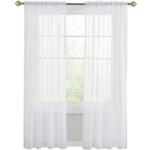 132x243 cm Blanc Rideaux Voilage à Oeillet Rideau Semi-Transparent intérieurs pour Chambre Salon Maison