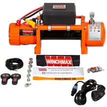 Winchmax - 13,500lb (6,123kg) Original Orange 12v Electric Winch, no Rope, no Fairlead. Twin Wireless Remote Control