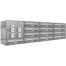 13er V2A Edelstahl Briefkastenanlage für Aufputz - Wandmontage Klingel