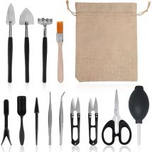 Csparkv - 13pcs Outils de Jardin Kit Bonsai, Mini Outils de Jardinage, Ensemble d'outils de Jardinage avec Sac de Rangement, Professionnelle de