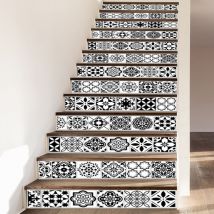 13Pcs Stickers adhésifs escalier carrelages Sticker Autocollant contremarche Carreaux de Ciment – Stickers contremarche carrelages(18x100cm)