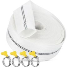 1/4" Flachschlauch 32 Mm 20 M Mit 4 Klemmen Für Tauchpumpen Und Andere Entwässerungssysteme Wie Teiche, Gartenbewässerung, Whirlpools, Schwimmbecken 
