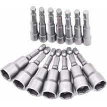 14 Pièces Douille Visseuse 6-19mm - Adaptateur Embout, Hexagonal Pour Tournevis à Écrou de pour Perceuse à Main, Tournevis Électrique, Clé à Douille