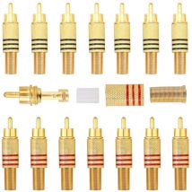 14 Pièces Connecteurs RCA plaqués or, adaptateurs audio vidéo RCA mâles pour câble coaxial