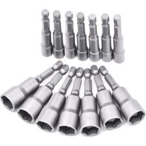 14 Pièces Douille Visseuse 6-19mm - Adaptateur Embout, Hexagonal Pour Tournevis à Écrou de pour Perceuse à Main, Tournevis Électrique, Clé à Douille