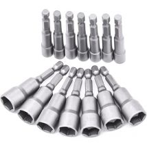 14 Pièces Douille Visseuse 6-19mm - Adaptateur Embout, Hexagonal Pour Tournevis à Écrou de pour Perceuse à Main, Tournevis Électrique, Clé à Douille