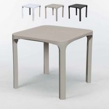 Lot de 14 Tables carrées en Polyrotin 80x80 pour extérieur jardin bar terrasse restaurant Grand Soleil Olè - Beige