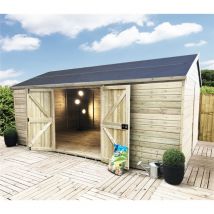 14 x 15 reverse windowless t&g Apex Wooden Workshop / Garden Shed & Double Doors (14' x 15' /14ft x 15ft) (14x15)