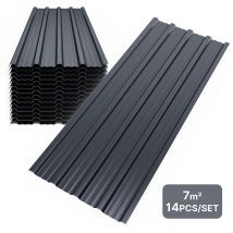 Mondeer - Panneau et lame de bardage tôle bac acier abri de jardin toiture en métal galvanisé 14x110x 46cm=7m² Gris Foncé