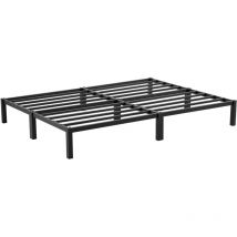 140 x 200 cm Cadre de Lit en Bloc, Metal Sommier pour 2 Personnes Adulte Lit avec Sommier - Noir