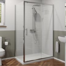 Luxura - 1400x700mm Sliding Shower Door Side Panel Framed Enclosure 6mm Glass Tray Waste