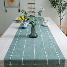 140300cm,Vert) Nappe de Table rectangulaire en Coton et Lin Solide Broderie à Carreaux Gland Coton Couverture De Table en Linge pour Cuisine Salle à