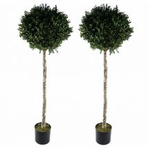 Leaf - 140cm Pair of Buxus Ball Artificial Tree uv Resistant Outdoor Topiary