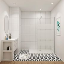 120x190cm Duschwand mit Milchstreifen 6mm esg nano Glas Trennwand Walk in Dusche Glastrennwand