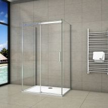 U-Form Duschkabine 6mm nano esg Schiebetür mit Seitenwand 100x80cm Eckeinstieg H.195cm Duschabtrennung Echtglas Duschtür Dusche Glastür