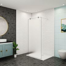 100x200cm begehbare Dusche Walk in Milchglas mit Glasschutzfolie 10mm NANO Glas Duschkabinen +2x 140cm Stabilisator