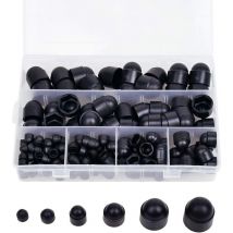 145 Stück Gummi-sechskantmutterabdeckungen, Schraubenkappen, Schraubkappen, Kunststoffmutter-kits Mit Aufbewahrungsbox, 145 Stück, Schwarz, M4, M5, M6