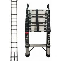 Dayplus - 14.5ft Échelle télescopique en acier inoxydable de 4.4 m avec 2 crochets, échelle coulissante, échelle extensible, échelle