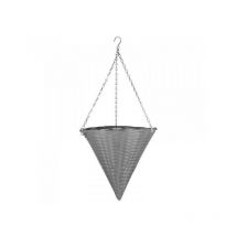 14in Slate Faux Rattan Hanging Cone Artificial Garden Hanging Baskets Floral Decorative Ornamental Outdoor Indoor Wall Mounted Bracket Chain Planter