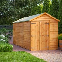 Power Sheds - 14x6 Power Overlap Windowless Apex Double Door Garden Shed - Brown