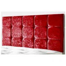 15 Cube Crushed Velvet 4ft Small Double 24' Headboard - Red