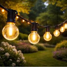 15 M Lange Lichterkette Für Den Außenbereich, Schutzart Ip44, Außenbeleuchtung Für Garten Und Terrasse Mit Austauschbaren Glühbirnen, Warmweiße Led-