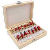 15 Pcs 6.35mm Tige Coffret De Fraises À Défoncer En Carbure De Tungstène Jeu Fraise À Rainurer Fraise À Bois Routeur Bit Milling Cutter Router Bit Kit