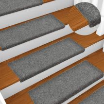 15 PCStapis d'escalier en polyester, sol de protection antidérapant 65x25cm gris - Aqrau