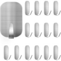Einemgeld - 15 Pièces Crochet Adhésif en Acier Inoxydable, Porte Serviette Mural Etanche, Lot de 15 Crochets Auto-adhésif 3M Anti-rouille pour Salle
