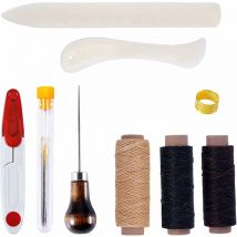 15 PièCes Kit de Couture en Cuir Aiguilles à Coudre à la Main Kit D'Outils de Ciré pour Tapis en Cuir Toile Bricolage Artisanat
